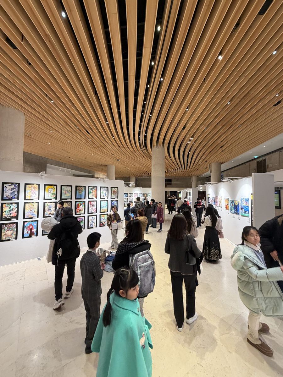 Visitors in the exhibition hall
